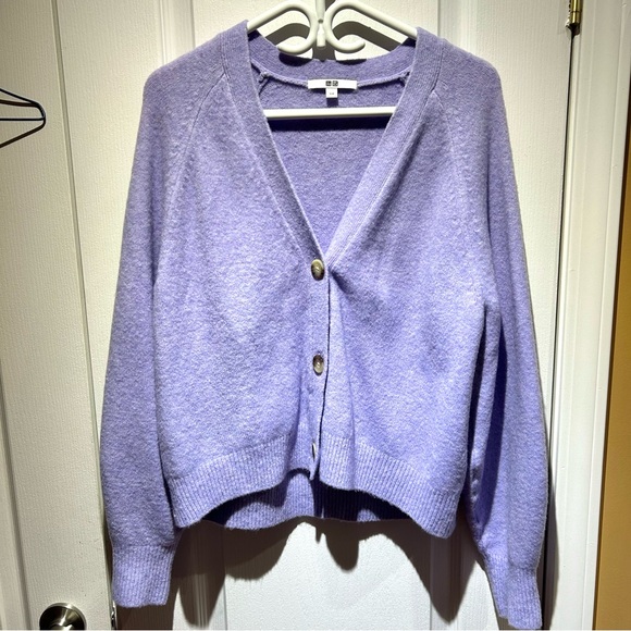 Uniqlo women soufflé yarn cardigan lilac - Picture 3 of 5